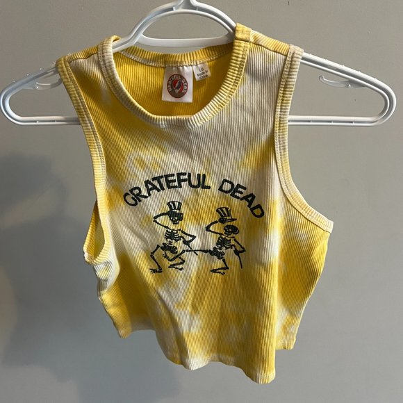 GRATEFUL DEAD - Cropped Baby Tank - Tie Dye Yellow - Size L - Picture 3 of 4
